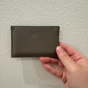 Celine Grained Leather Card Holder in Grey - Pre-Owned